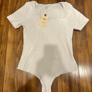 White Short Sleeve Bodysuit Top from Amazon